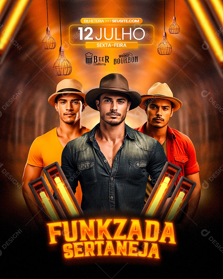 Flyer Funkzada Sertaneja Artistas Social Media PSD Editável