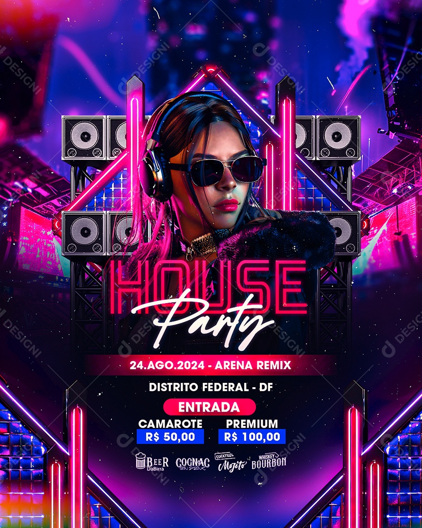 Flyer House Party Artista Social Media PSD Editável