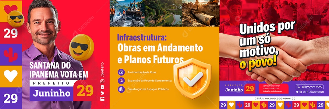 Carrossel Política Unidos por só Motivo o Povo Social Media PSD Editável