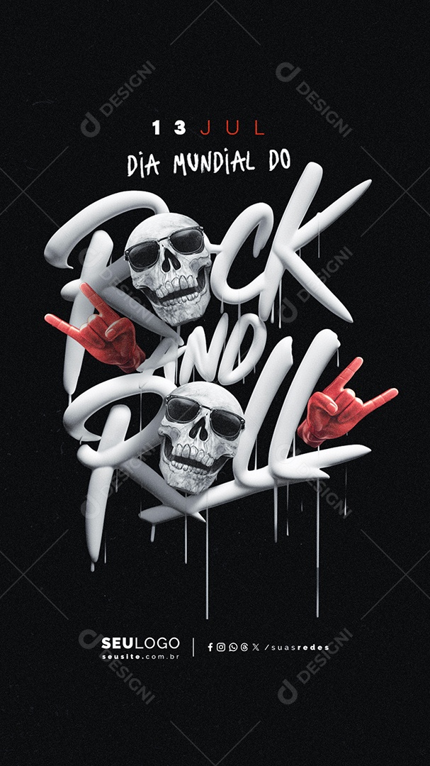 Story Dia Mundial do Rock 13 de Julho Social Media PSD Editável