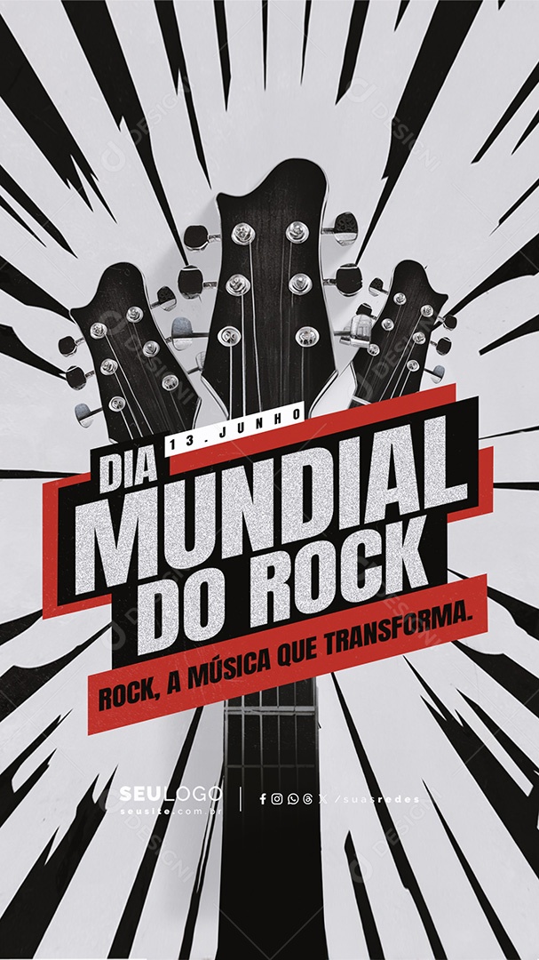 Story Dia Mundial do Rock 13 de Julho a Música que Transforma Social Media PSD Editável