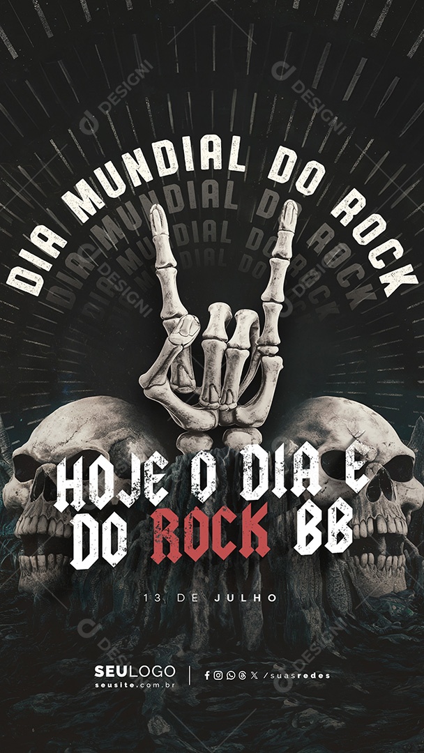 Story Dia Mundial do Rock 13 de Julho Social Media PSD Editável