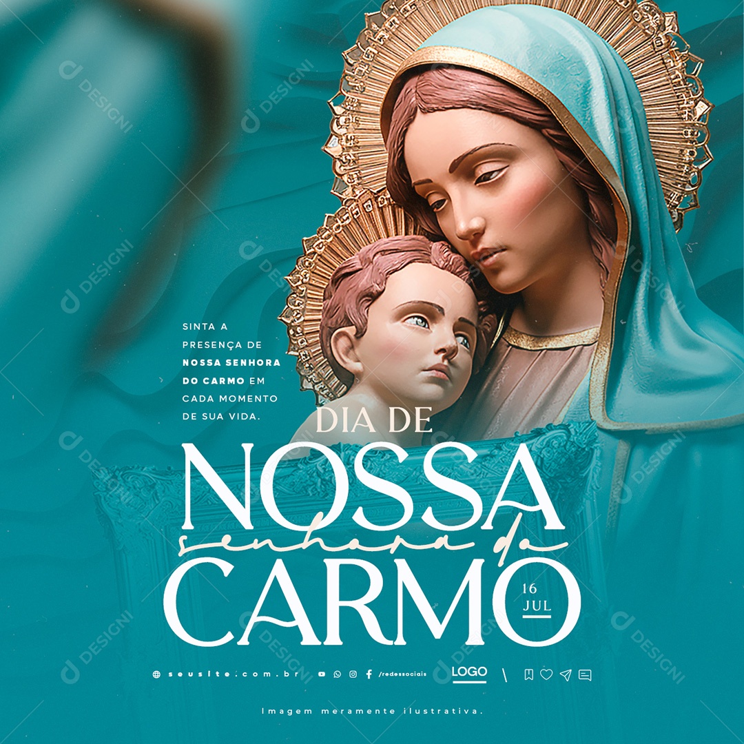 Dia de Nossa Senhora do Carmo 16 de Julho Sinta a Presença Social Media PSD Editável