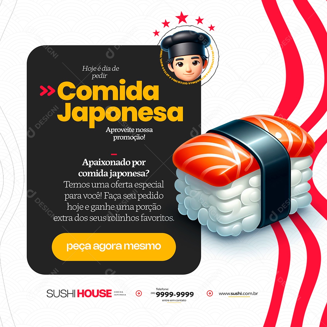 Comida Japonesa Aproveite nossa Promoção Social Media PSD Editável
