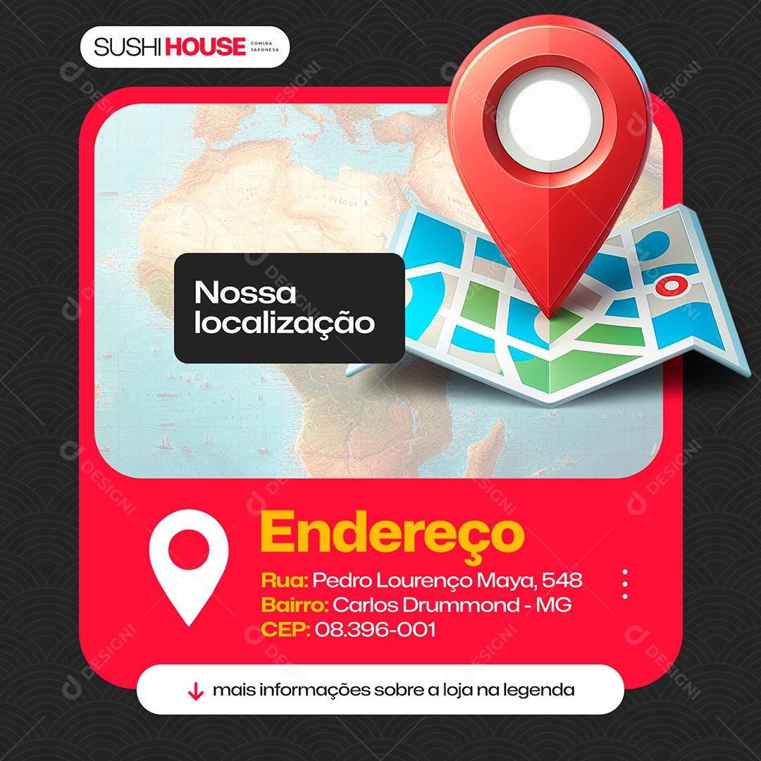 Comida Japonesa Nossa Localização Social Media PSD Editável