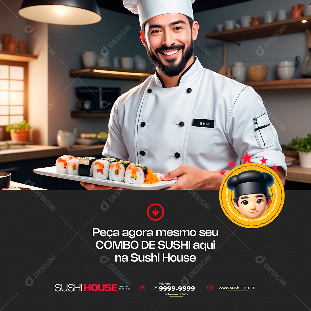 Comida Japonesa Peça Agora Mesmo seu Combo de Sushi Social Media PSD Editável