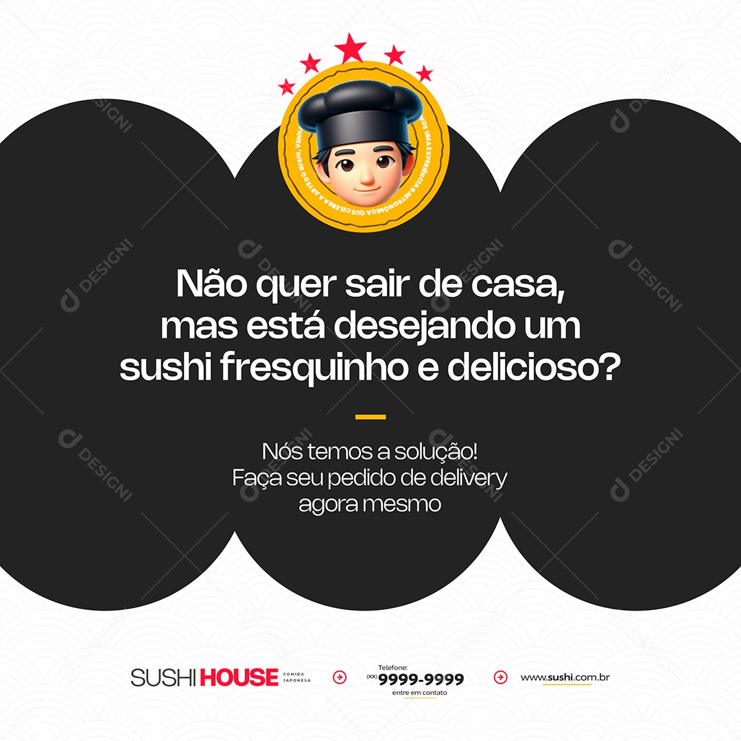Comida Japonesa Faça seu Pedido de Delivery Social Media PSD Editável