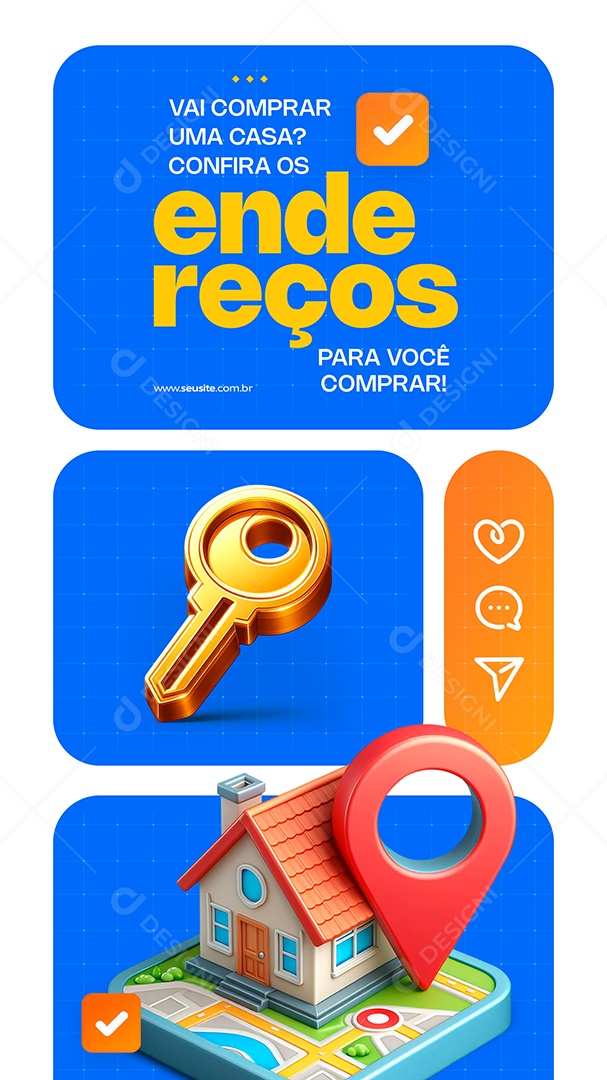 Story Imobiliária Vai Comprar uma Casa Confira os Endereços Social Media PSD Editável