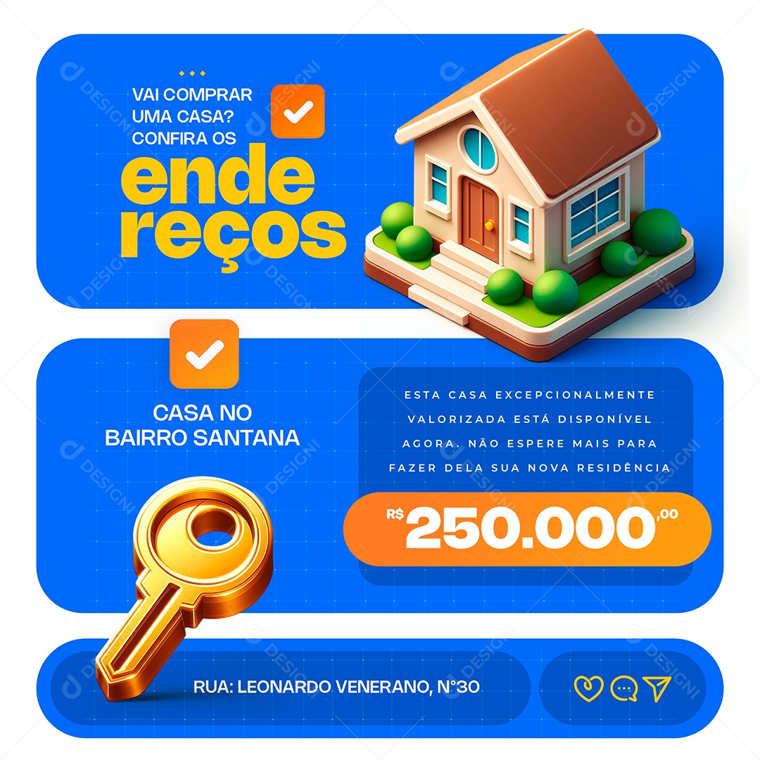 Imobiliária Casa no Bairro Santana Social Media PSD Editável