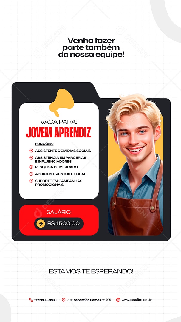 Story Vaga de Emprego Jovem Aprendiz Social Media PSD Editável