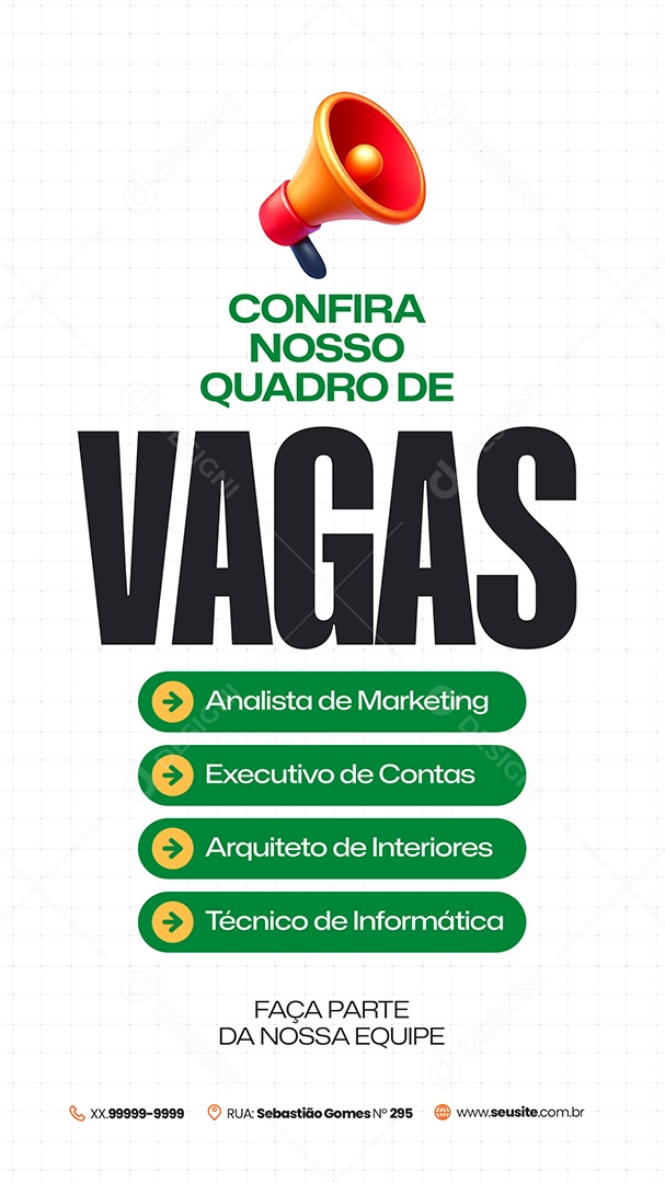 Story Vaga de Emprego Analista de Marketing Social Media PSD Editável