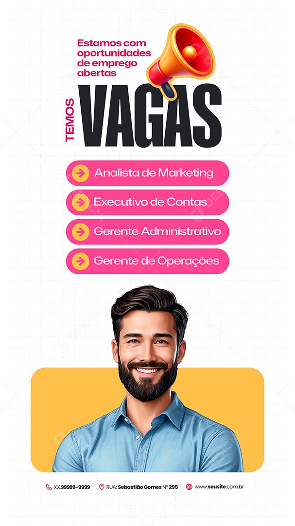 Story Vaga de Emprego Analista de Marketing Social Media PSD Editável