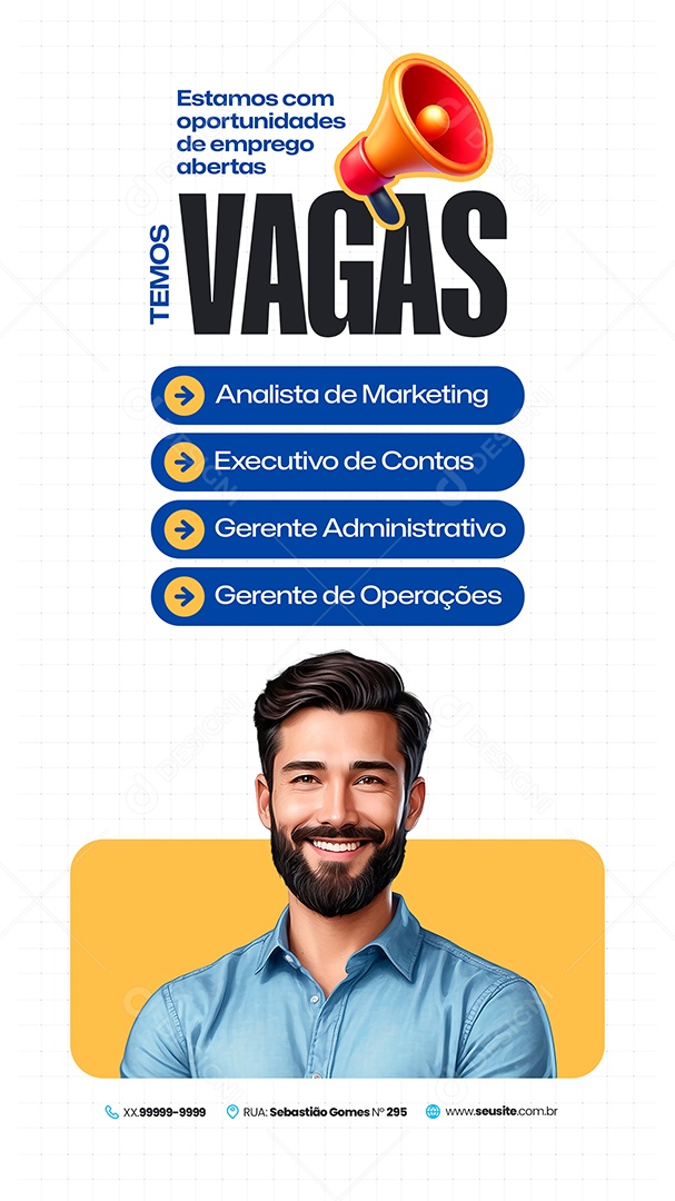 Story Vaga de Emprego Analista de Marketing Social Media PSD Editável