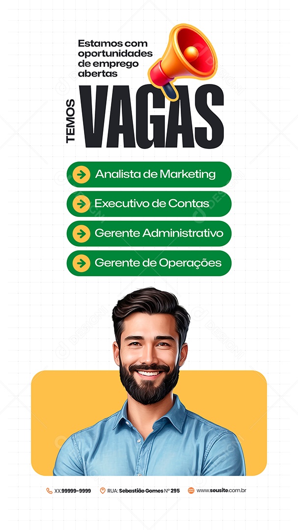 Story Vaga de Emprego Analista de Marketing Social Media PSD Editável