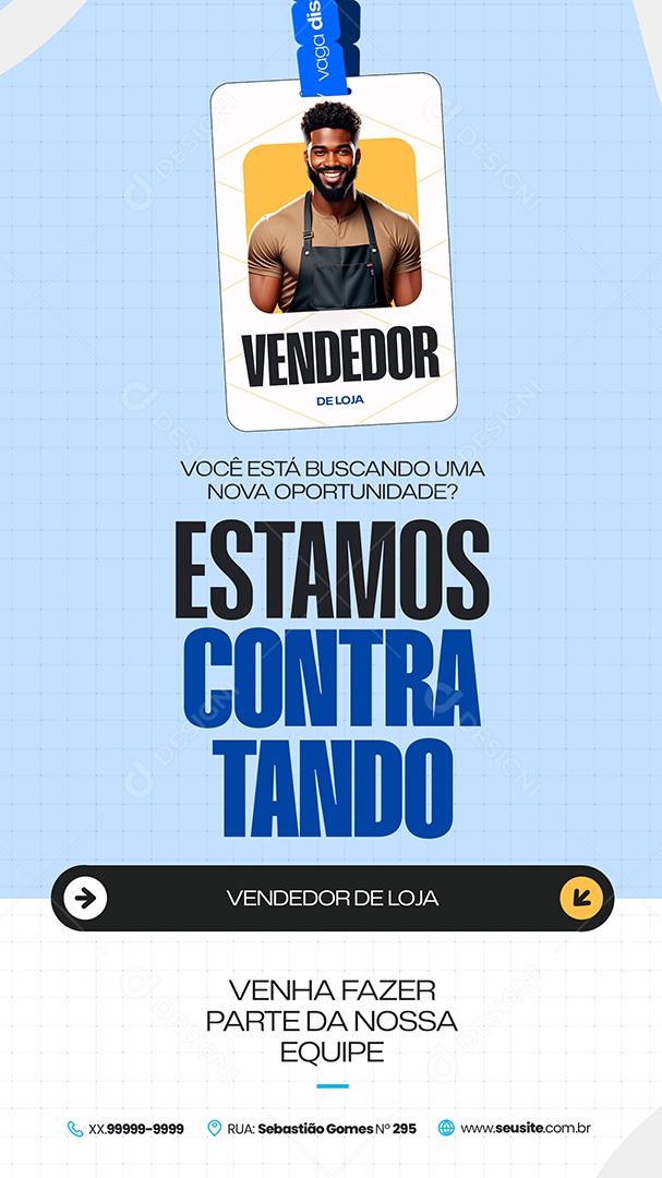 Story Vaga de Emprego Vendedor de Loja Social Media PSD Editável