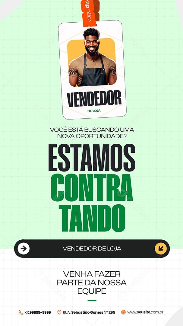 Story Vaga de Emprego Vendedor de Loja Social Media PSD Editável