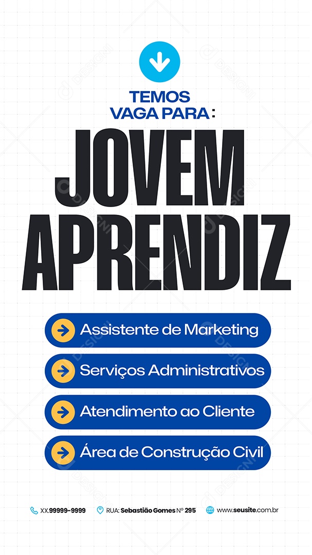 Story Vaga de Emprego Assistente de Marketing Social Media PSD Editável