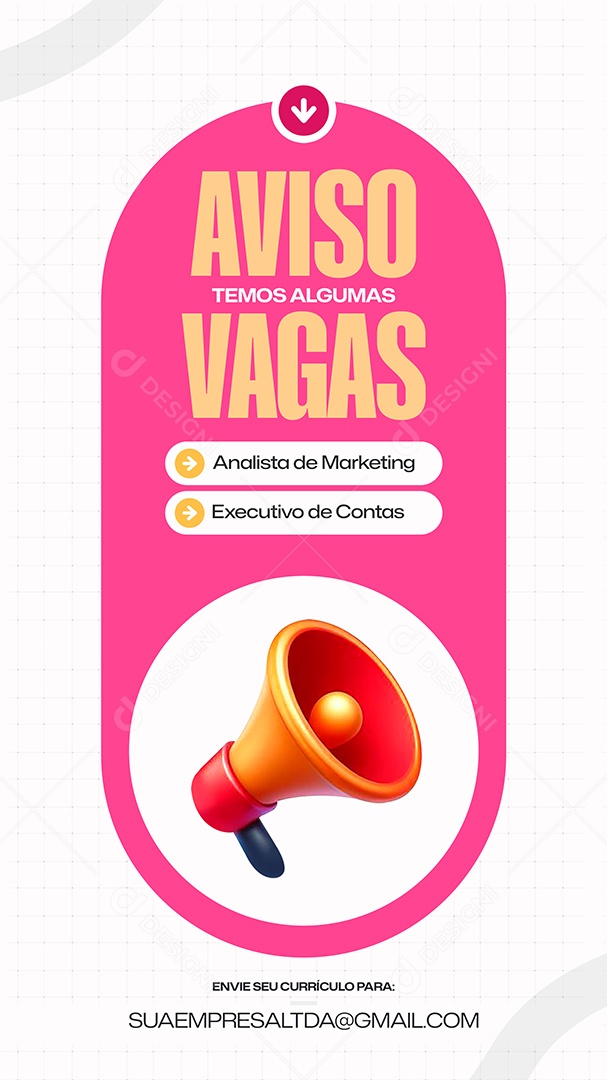 Story Vaga de Emprego Analista de Marketing Social Media PSD Editável