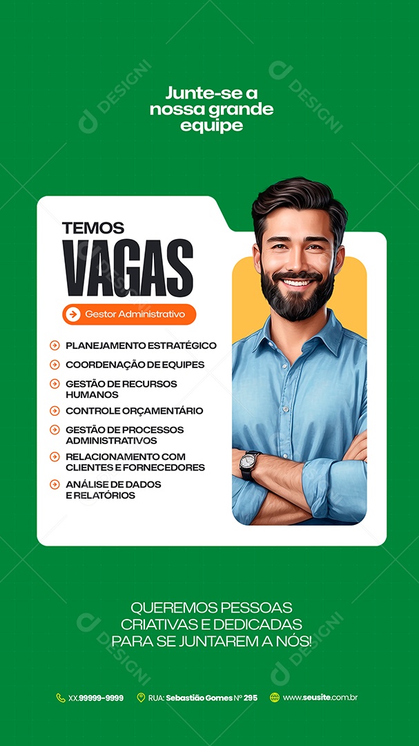 Story Vaga de Emprego Gestor Administrativo Social Media PSD Editável