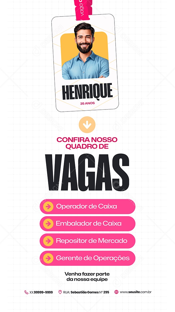 Story Vaga de Emprego Operador de Caixa Social Media PSD Editável
