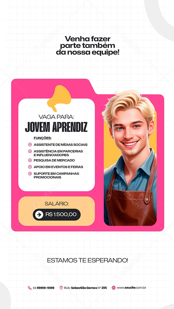 Story Vaga de Emprego Jovem Aprendiz Social Media PSD Editável
