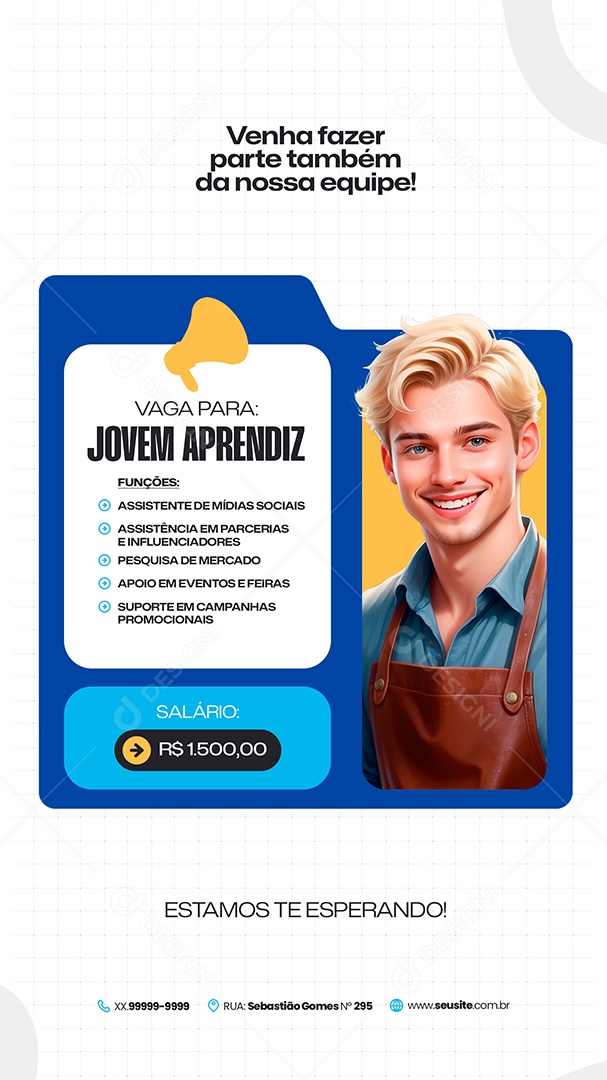 Story Vaga de Emprego Jovem Aprendiz Social Media PSD Editável