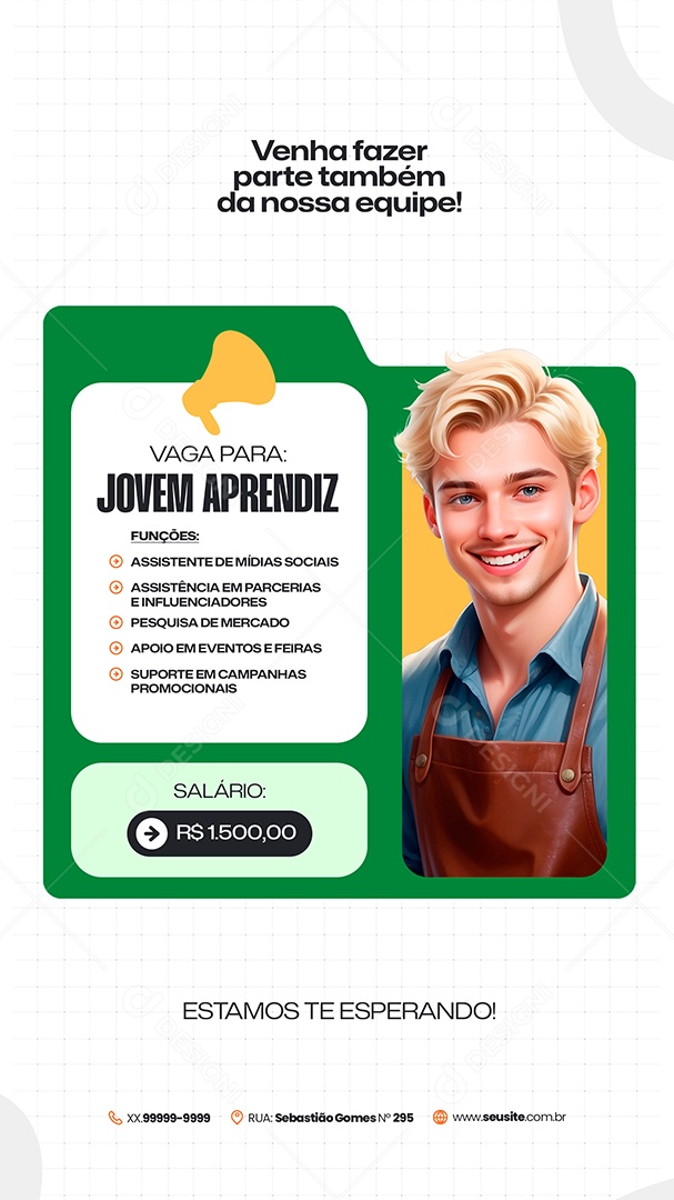 Story Vaga de Emprego Jovem Aprendiz Social Media PSD Editável