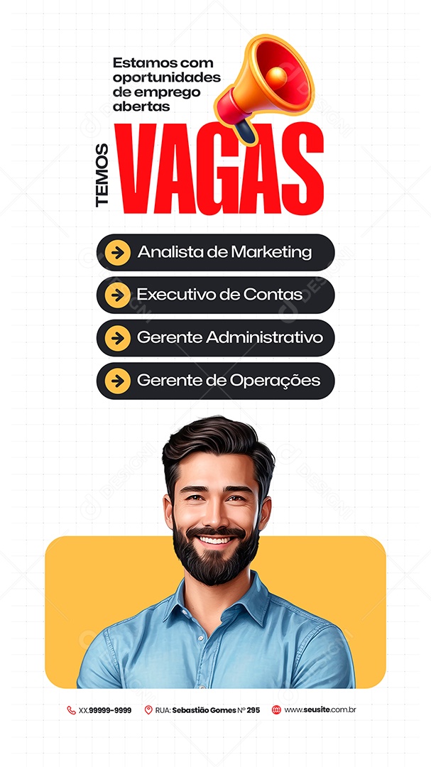 Story Vaga de Emprego Analista de Marketing Social Media PSD Editável