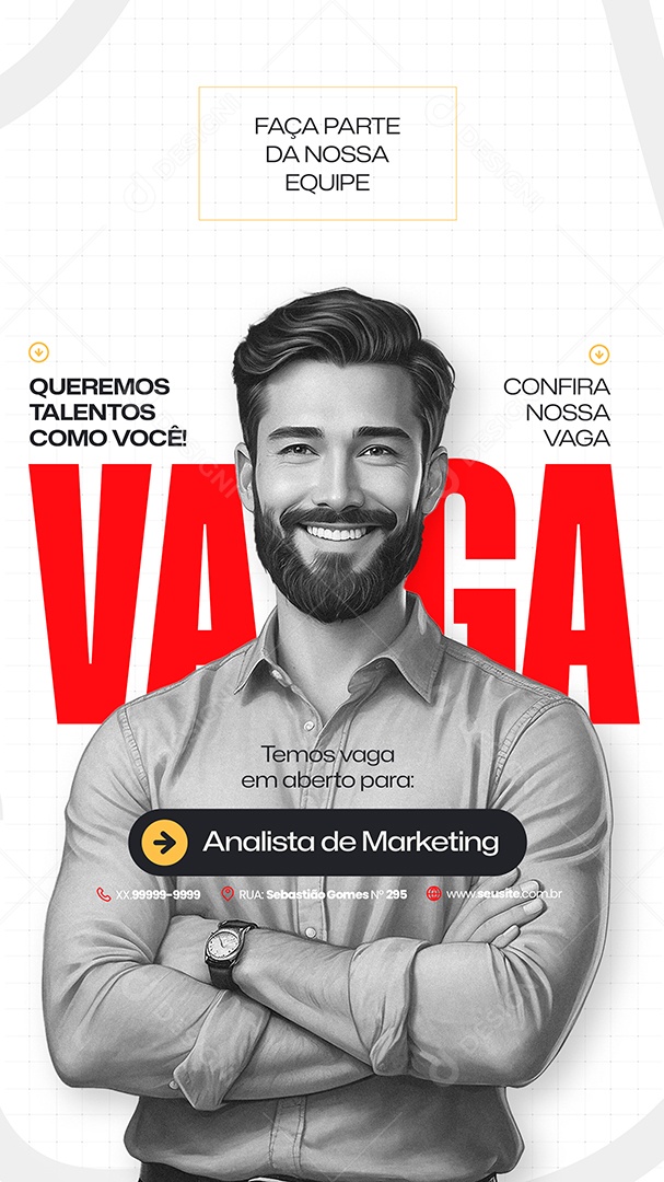 Story Vaga de Emprego Analista de Marketing Social Media PSD Editável