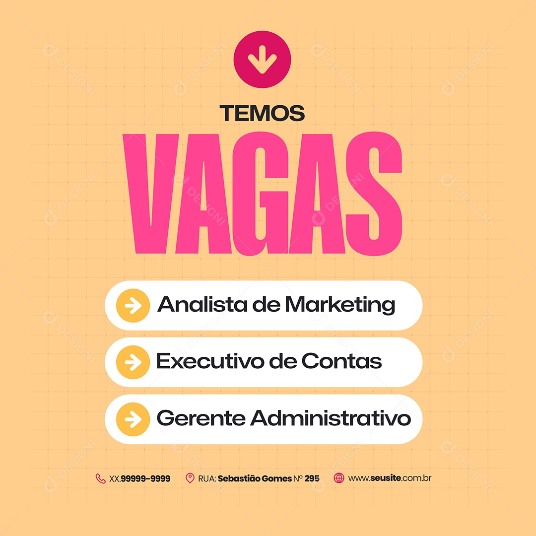 Vaga de Emprego Analista de Marketing Social Media PSD Editável