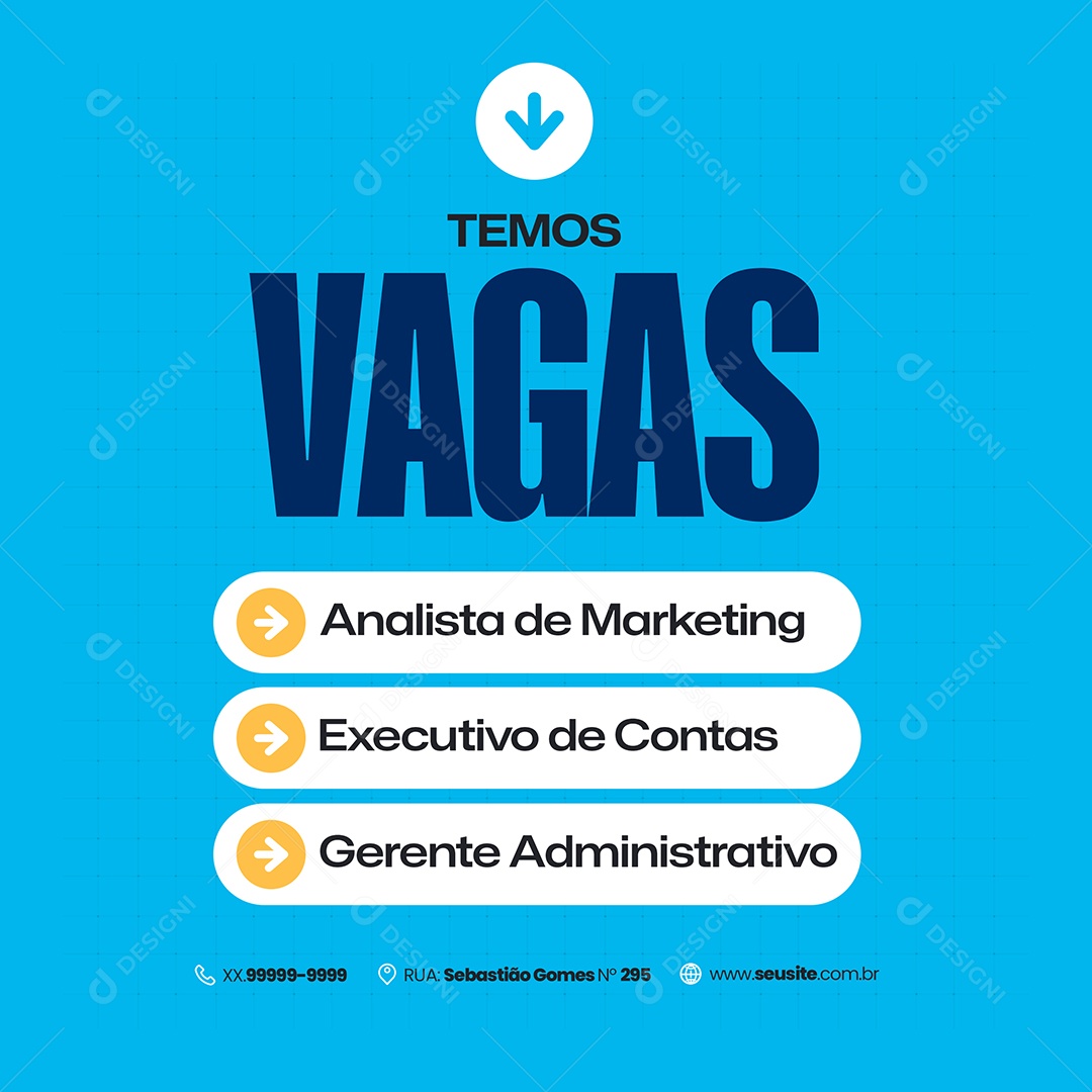 Vaga de Emprego Analista de Marketing Social Media PSD Editável
