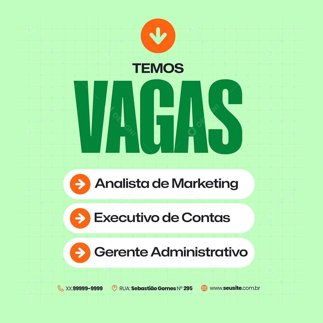 Vaga de Emprego Analista de Marketing Social Media PSD Editável