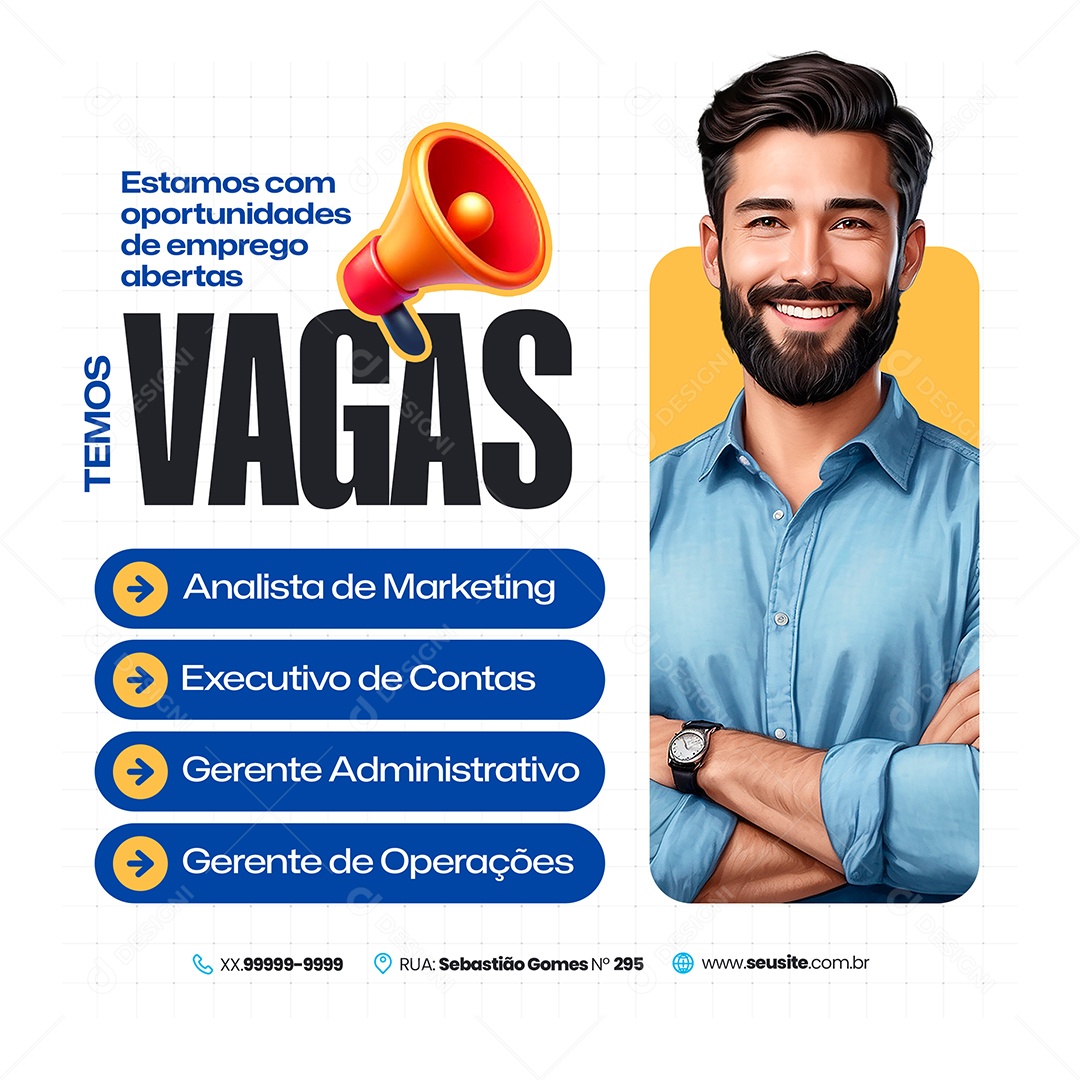 Vaga de Emprego Analista de Marketing Social Media PSD Editável