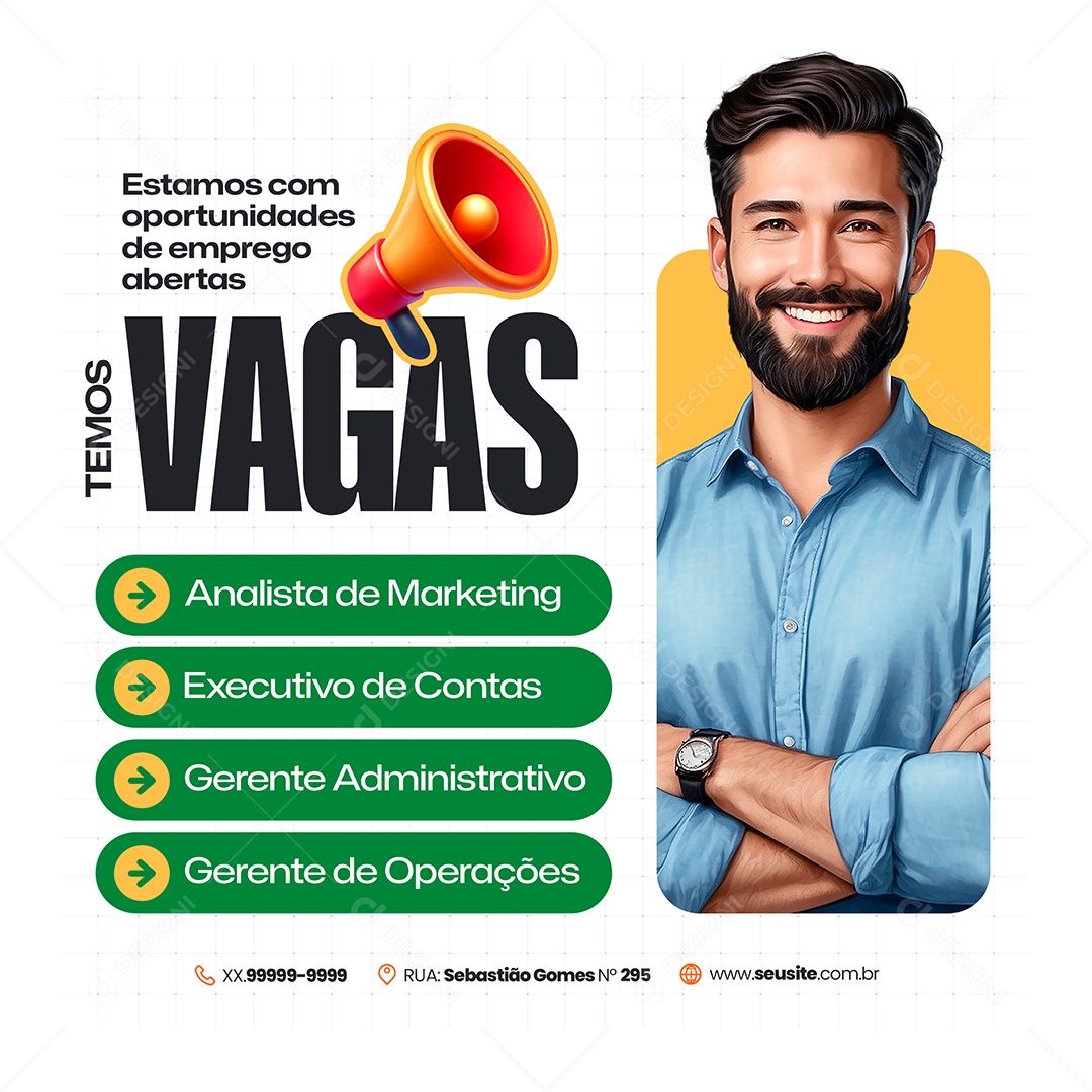 Vaga de Emprego Analista de Marketing Social Media PSD Editável