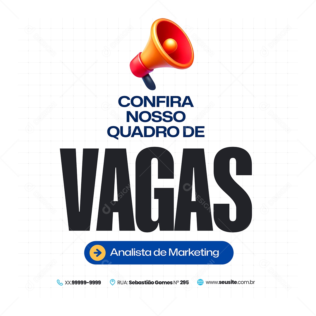 Vaga de Emprego Analista de Marketing Social Media PSD Editável