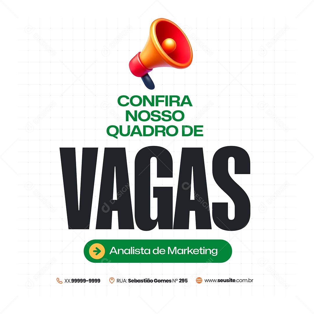 Vaga de Emprego Analista de Marketing Social Media PSD Editável