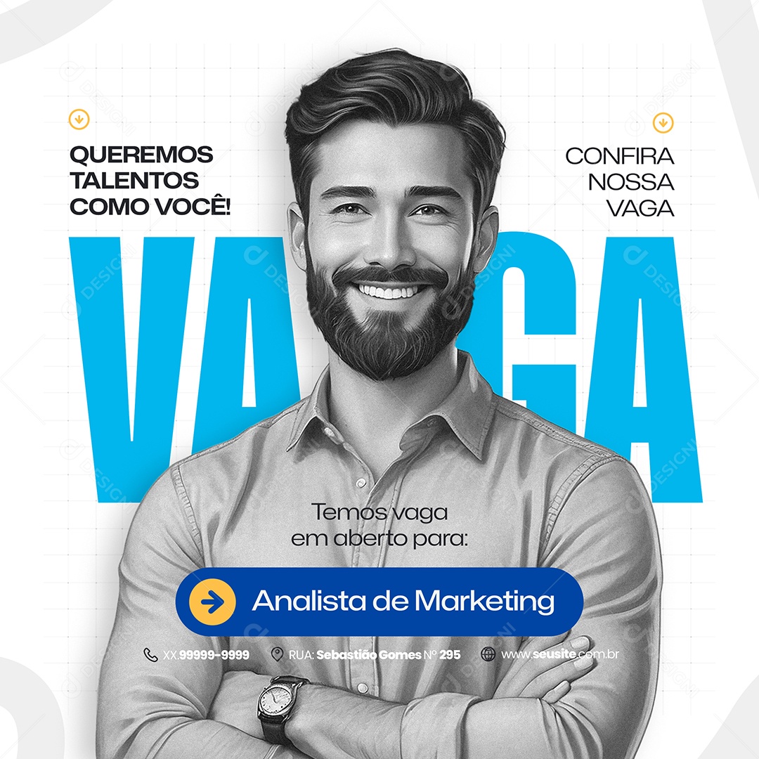 Social Media Vaga de Emprego Analista de Marketing PSD Editável