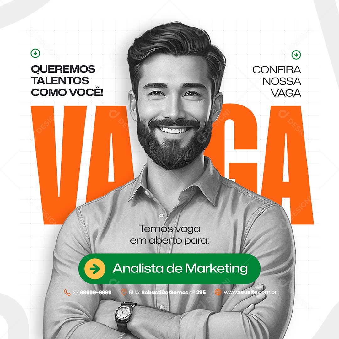 Social Media Vaga de Emprego Analista de Marketing PSD Editável