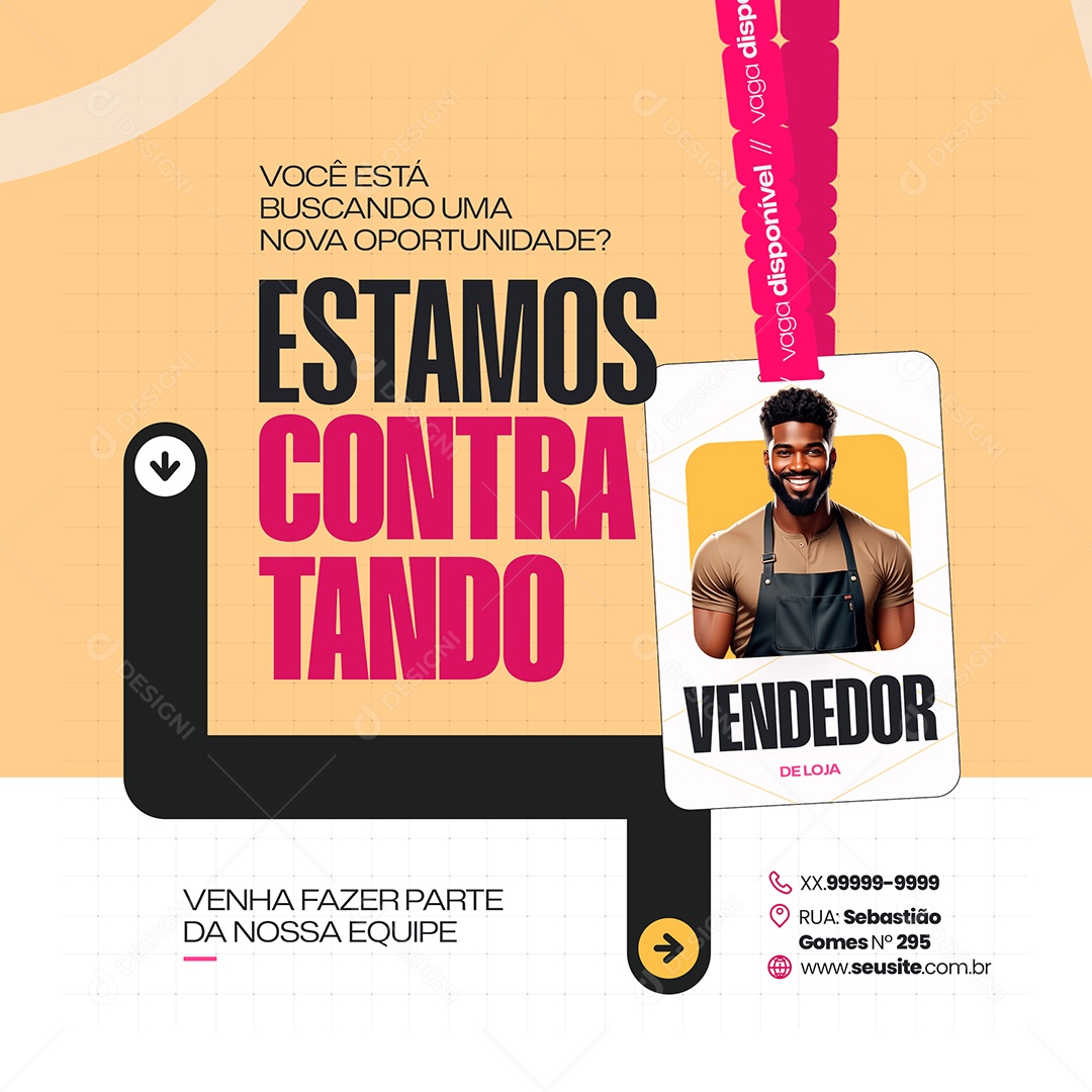 Social Media Vaga de Emprego Vendedor de Loja PSD Editável