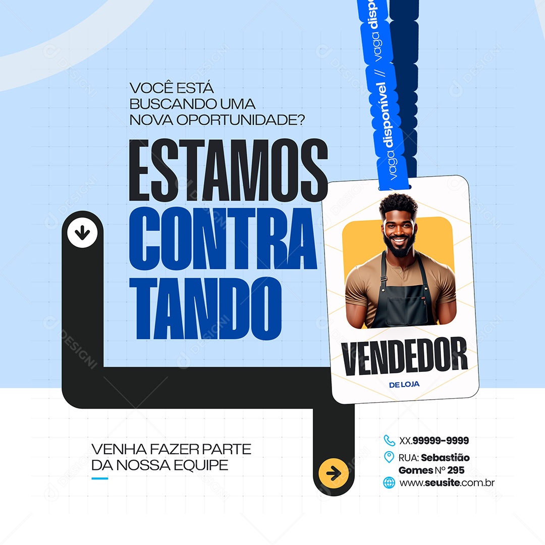 Social Media Vaga de Emprego Vendedor de Loja PSD Editável