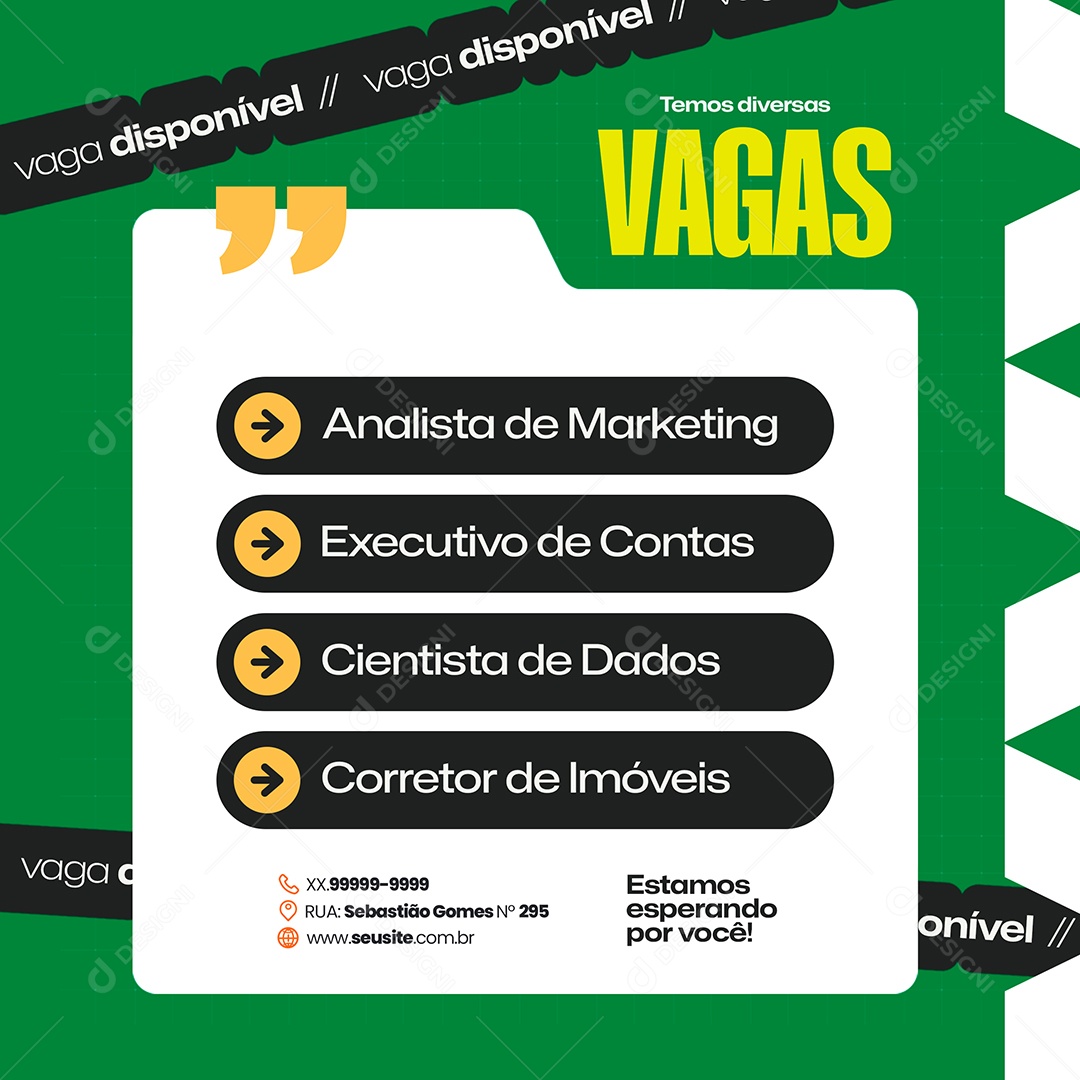 Social Media Vaga de Emprego Analista de Marketing PSD Editável