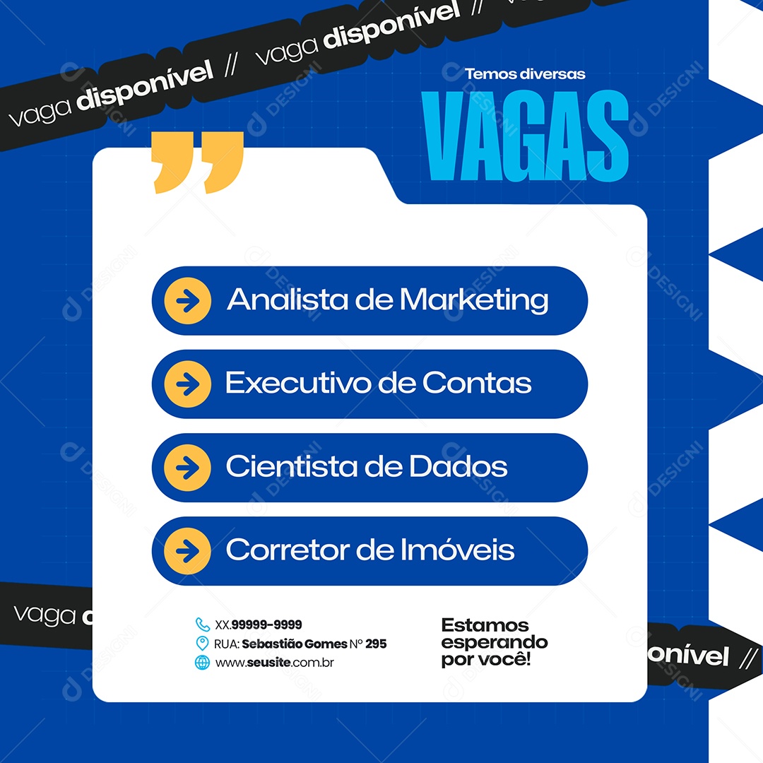 Social Media Vaga de Emprego Analista de Marketing PSD Editável