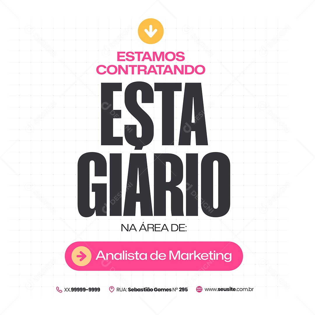 Social Media Vaga de Emprego Analista de Marketing PSD Editável