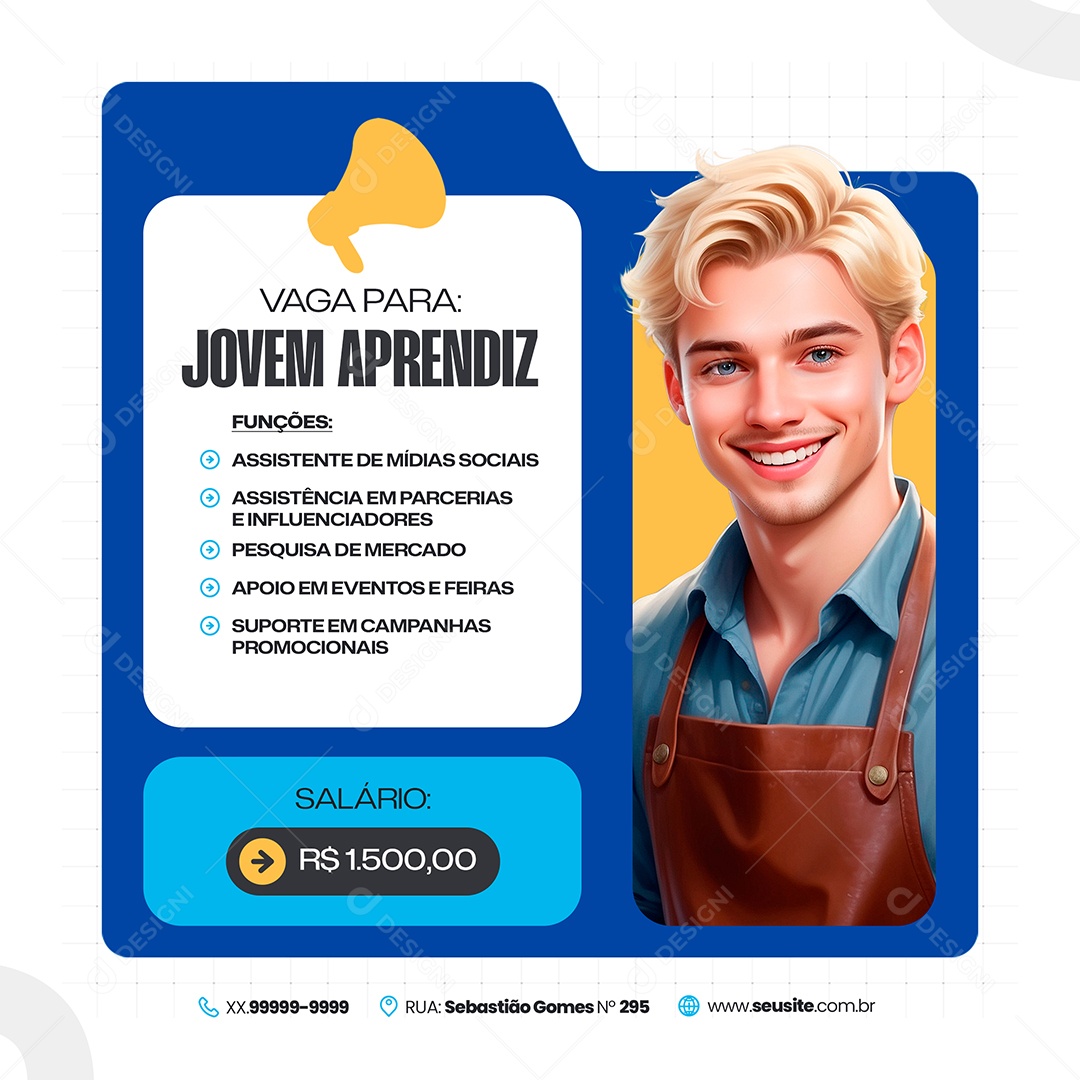 Vaga de Empregos Suporte Social Media PSD Editável