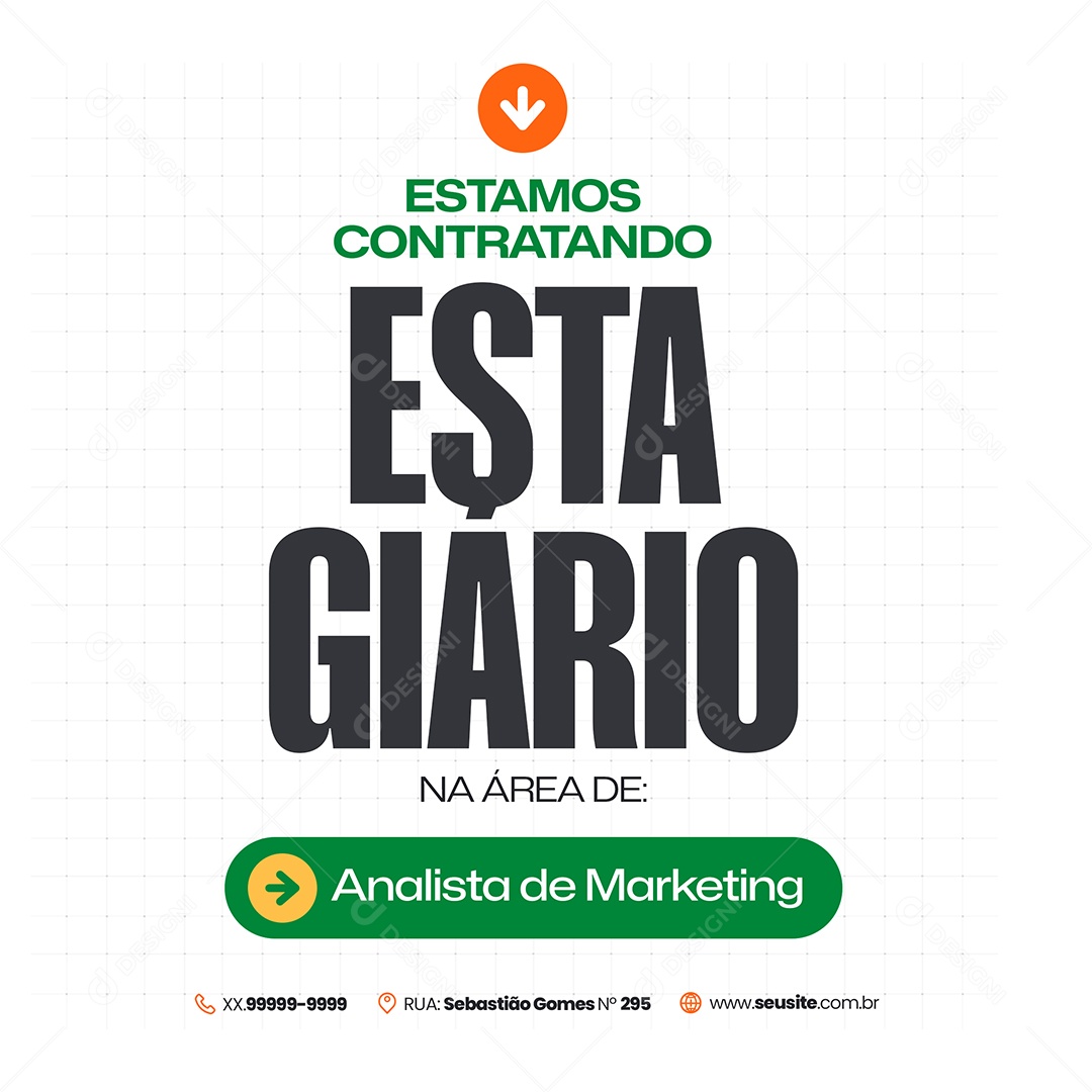 Vaga de Empregos Analista de Marketing Social Media PSD Editável