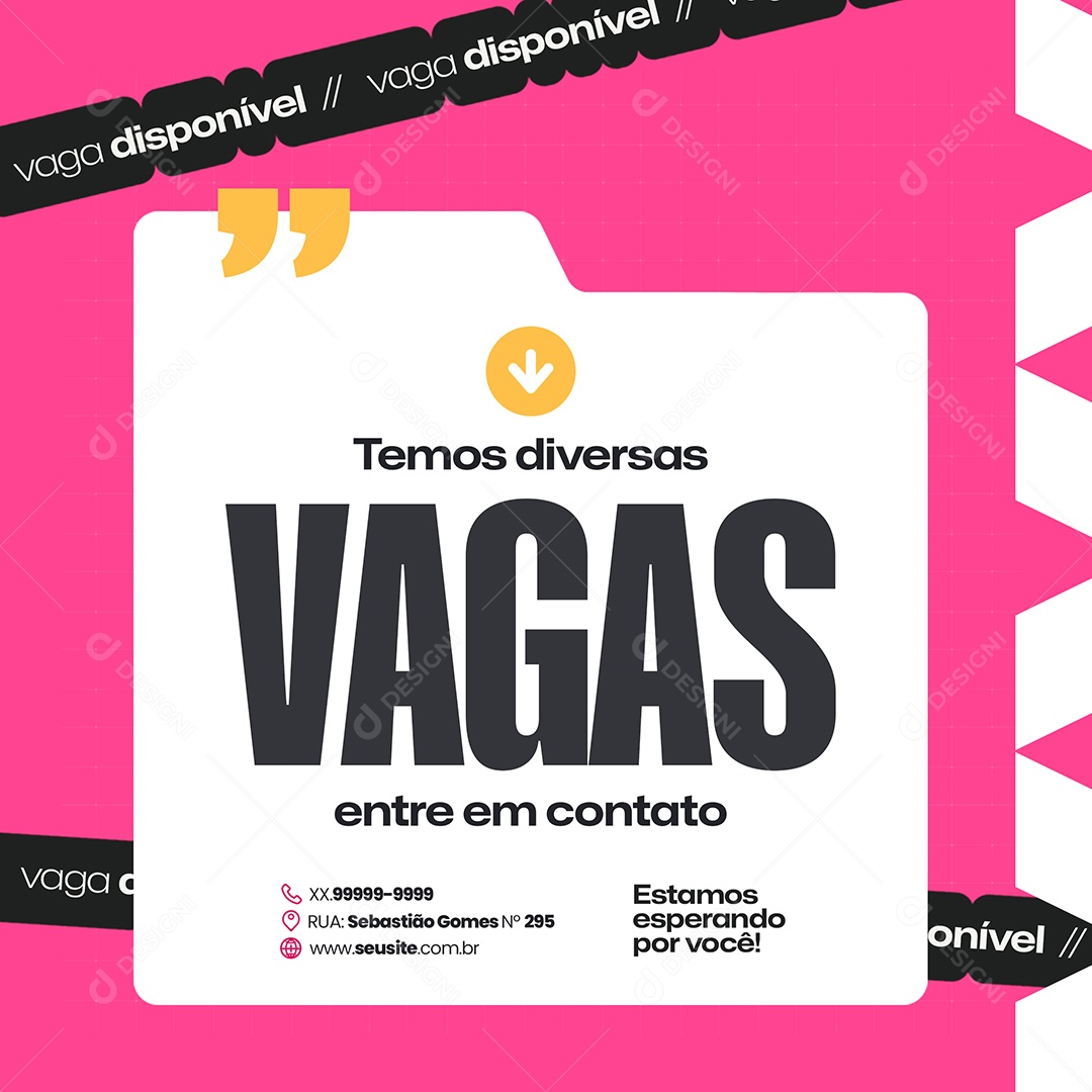 Vaga de Empregos Temos Diversas Vagas Social Media PSD Editável