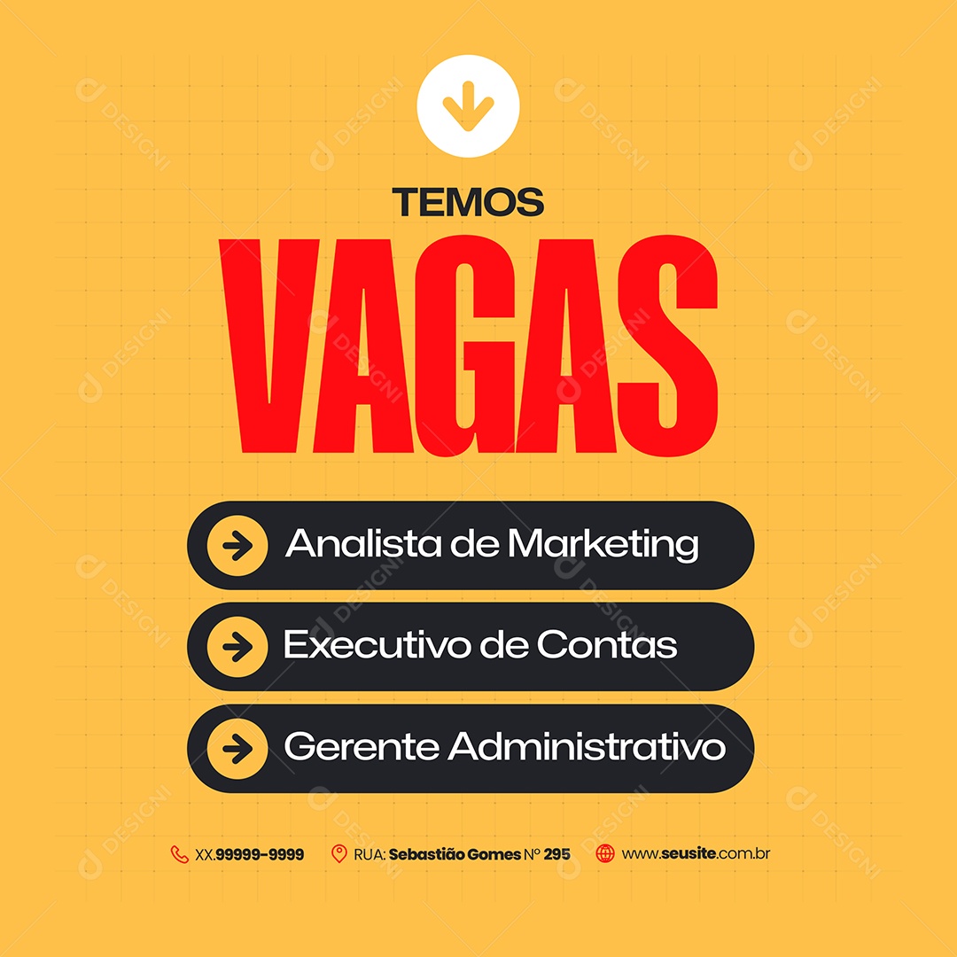 Vaga de Empregos Analista de Marketing Social Media PSD Editável