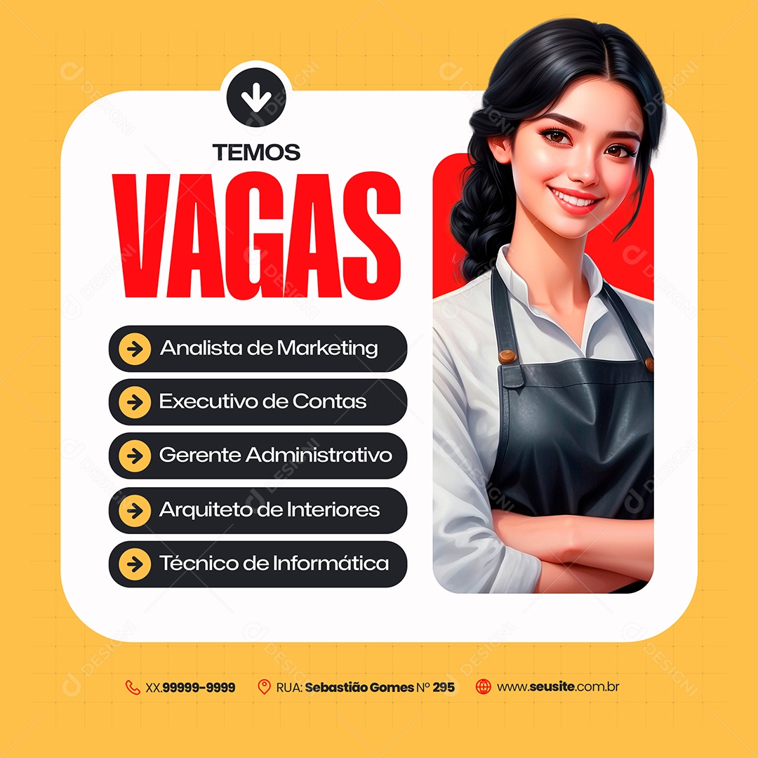 Vaga de Empregos Analista de Marketing Social Media PSD Editável