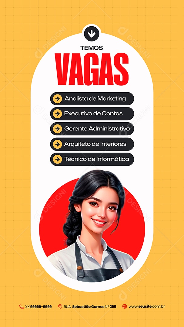 Story Vaga de Empregos Analista de Marketing Social Media PSD Editável