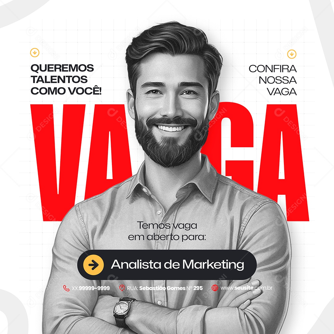 Temos Vaga de Empregos Analista de Marketing Social Media PSD Editável